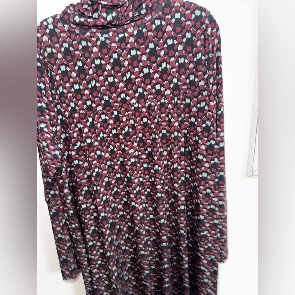 Falls Creek Burgundy, Black & Gray Floral Print Dress - Picture 2 of 3